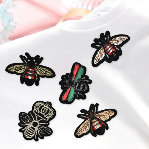 Vista 2 de 24 piezas de insectos para planchar en parches bordados de abeja para bolsas de ropa K27