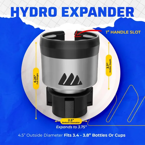 Vista 2 de Integral Silver Hydro Expander - Organizador expansor de vasos para automóvil con base ajustable, pestañas de goma para la mayoría de botellas de 32