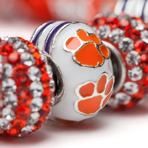 Vista 4 de Stone Armory Clemson University - Abalorio de cuentas para mujer con logotipo de Clemson Paw blanco y naranja, joyería de Clemson University Tigers