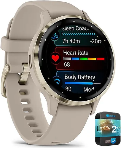 Vista 10 de Garmin 010-N2785-04 Venu 3S Fitness GPS Smartwatch Bisel dorado con caja marfil 1.614 in (renovado) Paquete con 2 años CPS Paquete de protección