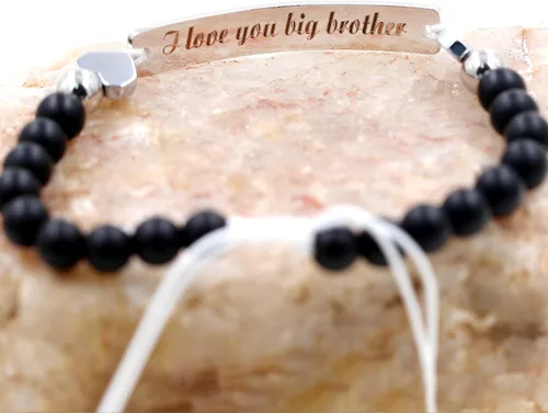 Vista 5 de Pulsera unisex hecha a mano con nombre cuentas de ónix negro mate pulsera trenzada personalizada para hombres mujeres mejores amigos regalo