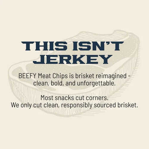 Vista 7 de BEEFY Meat Chips - Mostaza Miel - 2.5oz. 100% Prime Brisket. 13g de proteína por onza.