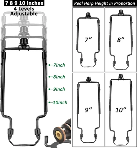Vista 2 de Soporte de arpa de pantalla de lámpara de 7, 8, 9, 10 pulgadas, kit de arpa de lámpara ajustable, se adapta tanto a la barra de lámpara estándar