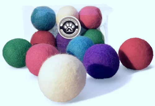 Vista 13 de Juguetes de lana para gatos – Pelotas de juguete de fieltro para mascotas pequeñas para buscar y jugar – Bola de lana silenciosa ecológica