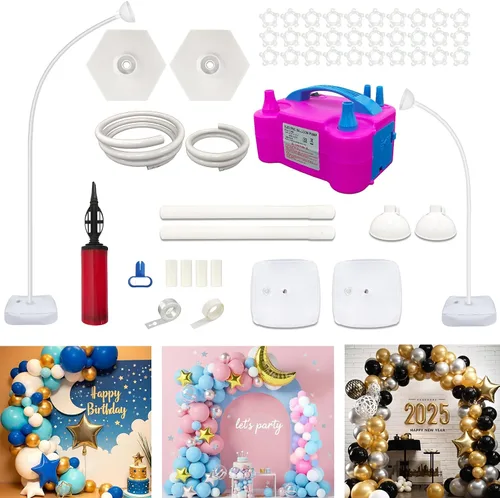 Vista 9 de AerWo Kit de Arco de Globos Iluminado de 8.2 pies y 6 pies, Soporte de Arco de Globos de Media Altura con Flexión Libre con Base, Marco de Piso