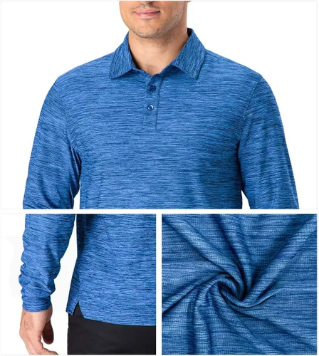 Vista 16 de NAVISKIN Camisas polo para hombre, de secado rápido, UPF 50, manga larga y corta, que absorben la humedad