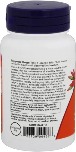 Vista 3 de NOW Foods B-12, 5000mcg con FOLIC, 60 pestañas (paquete de 6)
