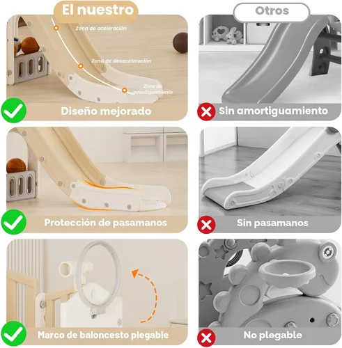 Vista 7 de YUFU Juego de tobogán 8 en 1 para niños pequeños, tobogán para niños de 1 a 3 años, juego de juego para niños pequeños con escalador, aro