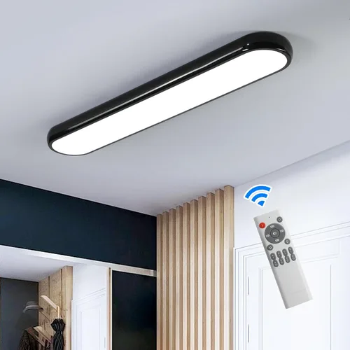Vista 15 de Qcyuui Luces LED de Techo Regulables 46.4'' Accesorios de Iluminación para Cocina de Techo Negro Empotrado con Control Remoto Luz de Techo Lineal