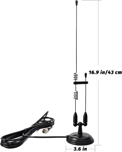 Vista 2 de TWAYRDIO Antena de doble banda para radio bidireccional Ham, 144/430MHz VHF UHF Antena de radio móvil para coche Kit completo con montaje magnético
