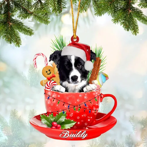 Vista 57 de Alaskan Malamute - Adorno de tetera de perro sentado en una tetera de Navidad, adorno de Navidad con nombre personalizado, adorno de automóvil