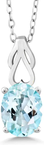 Vista 92 de Gem Stone King Collar de plata de ley 925 con piedra natal ovalada de 0.354 x 0.276 in Collar con colgante solitario para mujer Con cadena