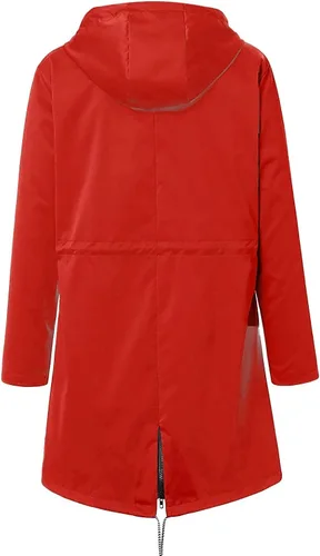 Vista 3 de Gabardinas para mujer, elegante chaqueta impermeable a rayas para exteriores, más impermeable, con capucha, cárdigan rompevientos