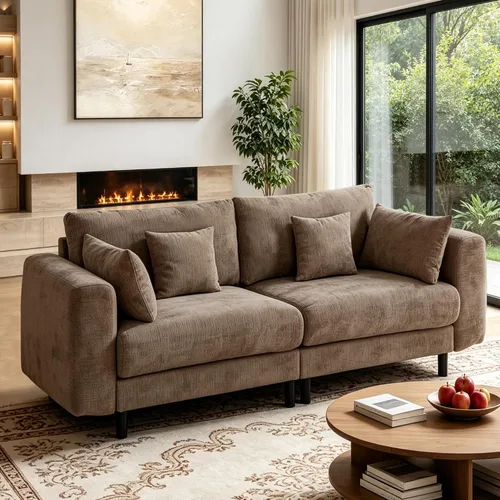 Vista 26 de Sofá de nube de 112.4 pulgadas, sofá modular en forma de L con otomana de Gris
