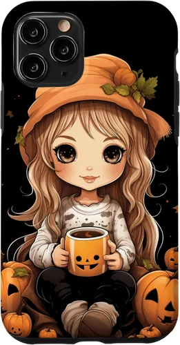 Vista 27 de Chibi Girl Anime Kawaii Pumpkin Spice Latte Fall Halloween Case for iPhone 16