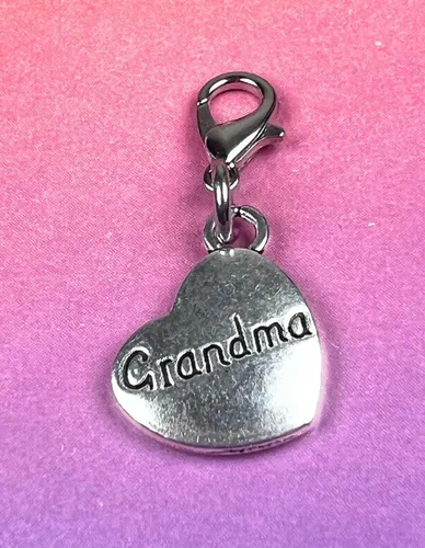 Vista 3 de Abalorio con clip de corazón para abuela, perfecto para collares y pulseras 95P