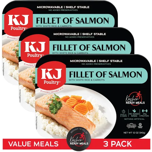 Vista 10 de KJ Poultry Kosher Ready Meals - Filete de salmón y pescado, comida Parve MRE lista para comer, alimentos proteicos, halal, (1 unidad) preparado
