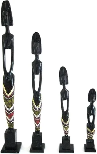 Vista 2 de OMA Figuras de estatuas africanas Masai Family Stick Figuras de madera hechas a mano africana decoración del hogar regalo