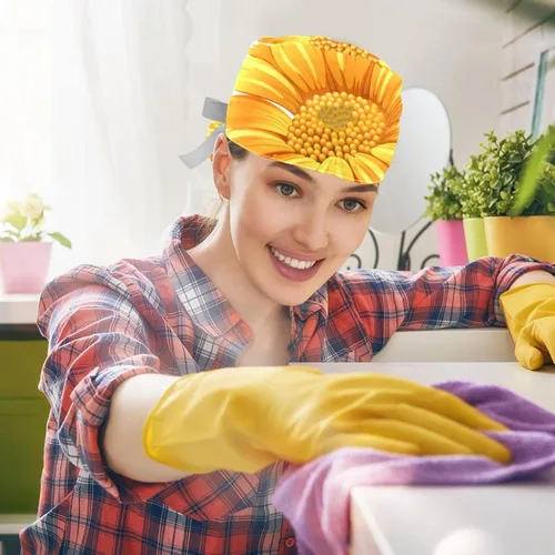 Vista 5 de 2 gorras de trabajo ajustables sombrero bouffant con botones banda elástica para mujer hombre flor de cornejo