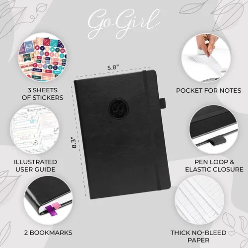 Vista 2 de GoGirl Planificador de Presupuesto – Organizador Mensual de Planificación Financiera, Libro de Presupuesto. Cuaderno de Seguimiento de Gastos, Negro