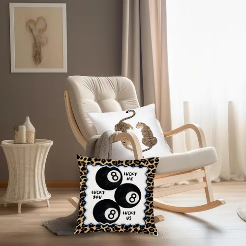 Vista 6 de Trendy Leopard Cheetah Print Pillow Covers 18x18 Set of 4