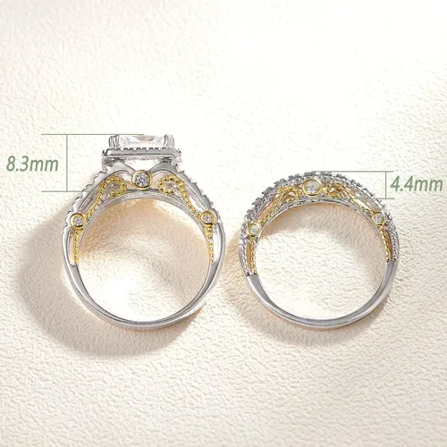 Vista 6 de Wuziwen Anillo de compromiso de 4 quilates para mujer, plata de ley, circonita cúbica, anillo de boda