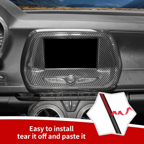 Vista 7 de RAZPOY Kit de molduras interiores para Camaro, 6 piezas de panel de cambio de marchas, pantalla de navegación, cubierta de radio compatible
