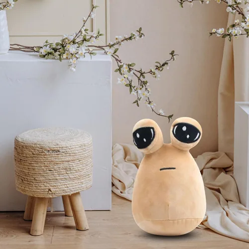 Vista 5 de BULINGNA Lindo peluche de Pou de dibujos animados, juguete de peluche de Alien Pou, regalo de cumpleaños para niños y adultos