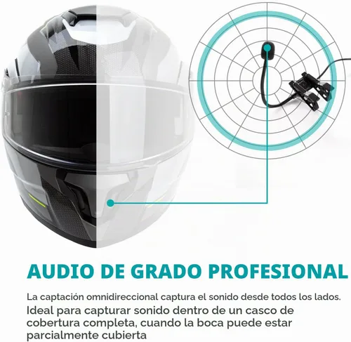 Vista 5 de Movo ACM400 Micrófono omnidireccional de cuello de ganso flexible para Motovlogging, micrófono de casco para cámara de acción Moto Vlog - Micrófono