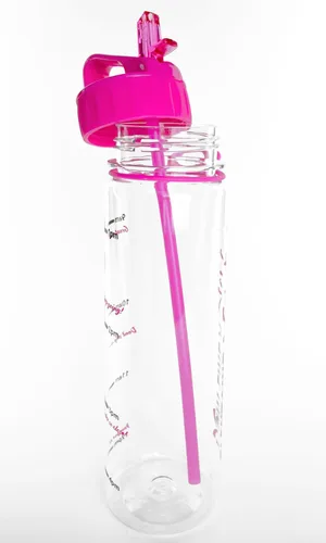 Vista 3 de Fight Like a Girl Brave SlimKim - Botella de agua motivacional de 30 onzas con marcador de tiempo y popote para concientización sobre el cáncer