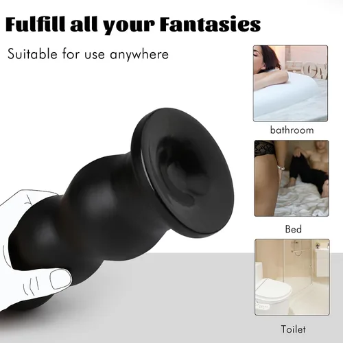 Vista 5 de Entrenador de tapón anal: enorme consolador anal grueso con tapón de 3 cuentas, dilatador de ano, bola anal, masaje de próstata, juguetes sexuales