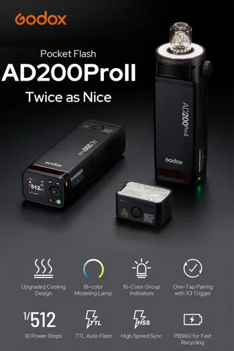 Vista 2 de Godox Flash de bolsillo AD200Pro II 200ws TTL HSS