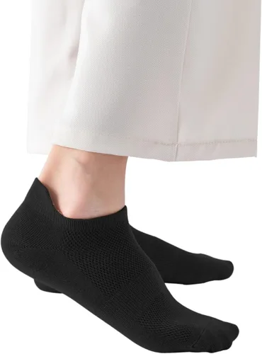 Vista 4 de ACCFOD Calcetines de tobillo para mujer, calcetines atléticos de corte bajo con lengüeta, 6 pares