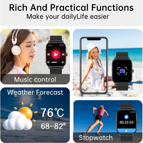 Vista 5 de Reloj inteligente para hombre y mujer Fitness: hacer respuesta llamar relojes digitales impermeables para hombre podómetro de carrera reloj