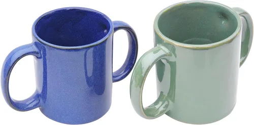 Vista 5 de HealthGoodsIn Juego de 2 tazas de doble asa (taza de doble agarre) para una sujeción segura, 11.83 onzas líquidas (color pastel)