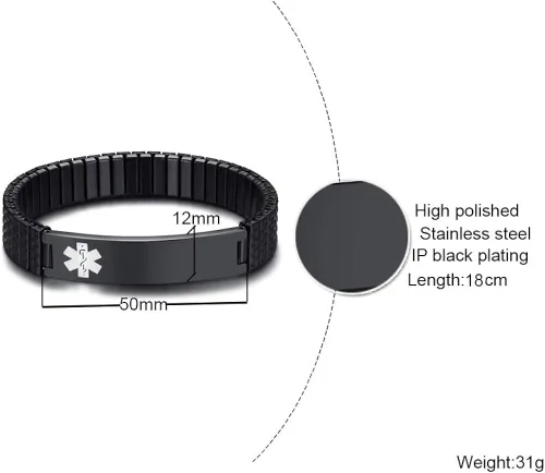 Vista 2 de VNOX Pulsera elástica de acero inoxidable chapada en negroplataoro para mujer y niña