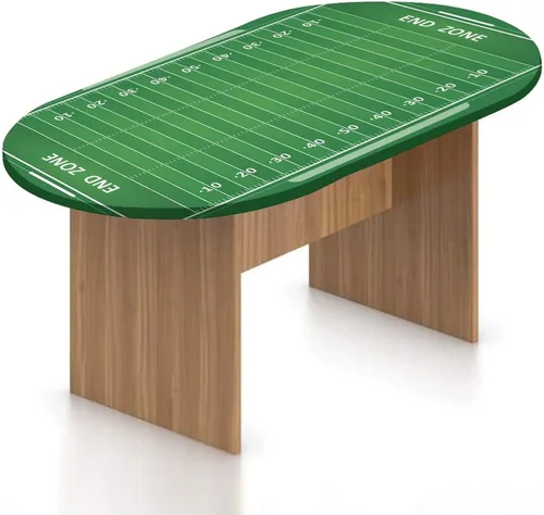 Vista 8 de Mantel ovalado ajustable para mesa de patio, de poliéster elástico con estampado de fútbol americano, se adapta a mesas ovaladas de hasta 36 x 48