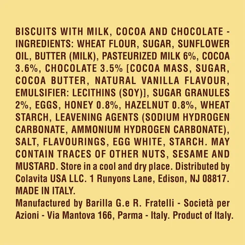 Vista 3 de Mulino Bianco Pan di Stelle 12.35oz (350g) - Auténticas galletas italianas de cacao con chocolate y estrellas de azúcar - Perfecto compañero