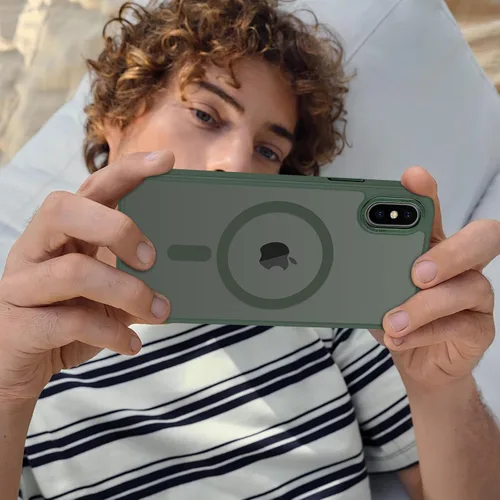 Vista 405 de Anuck - Funda magnética para iPhone 11 compatible con MagSafe, carcasa trasera mate translúcida dura, borde de TPU, delgada, resistente a impactos