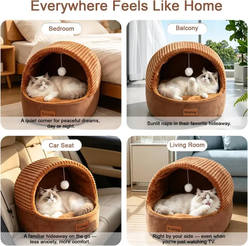 Vista 6 de Cat Bed Cave with Pillow & Cat Toys, Cat Bed for Indoor Cats & Dog