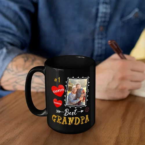 Vista 6 de Taza de café personalizada para el mejor abuelo con nombre y foto de nietos, regalo personalizado no 1 para abuelo, abuelo, papá, pop, taza