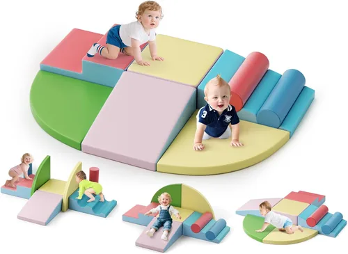 Vista 14 de Lischwert Bloques de escalada de espuma para niños pequeños de 1 a 3 años, juego suave de 4 piezas con juguetes de exploración para gatear, bloques