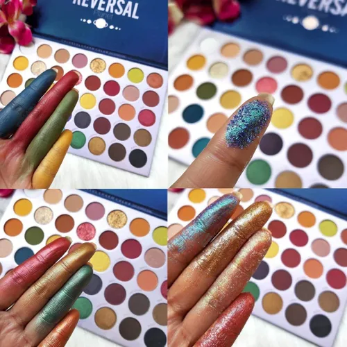 Vista 7 de Paleta de maquillaje Reversal Planet, 40 colores de purpurina metálica de alta pigmentación, fácil de difuminar, Sombras de ojos resistentes al