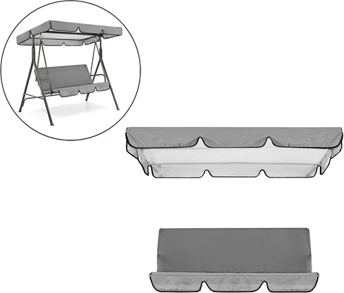 Vista 5 de Gazechimp Columpio de jardín, 3 asientos, columpio, toldos, funda de cojín para asiento de patio, hamaca de repuesto impermeable, color gris