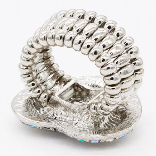 Vista 5 de Lavencious Anillos elásticos de diamantes de imitación en forma de corazón para mujer, talla 7-9