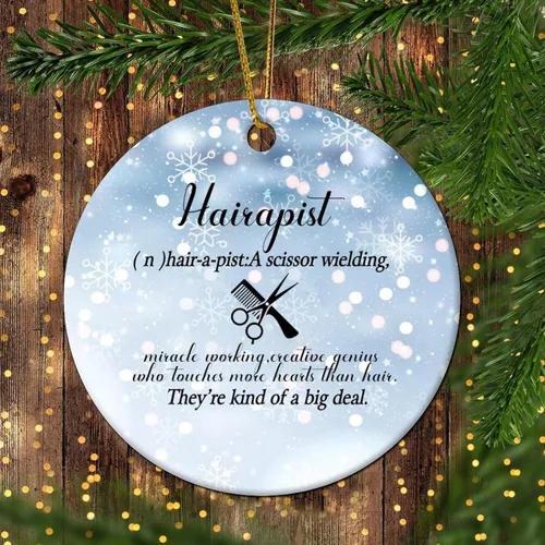 Vista 14 de Hairapist - Adornos de Navidad 2023 Definición de hairapista, decoraciones navideñas para árbol Descripción de la palabra Adornos únicos colgantes