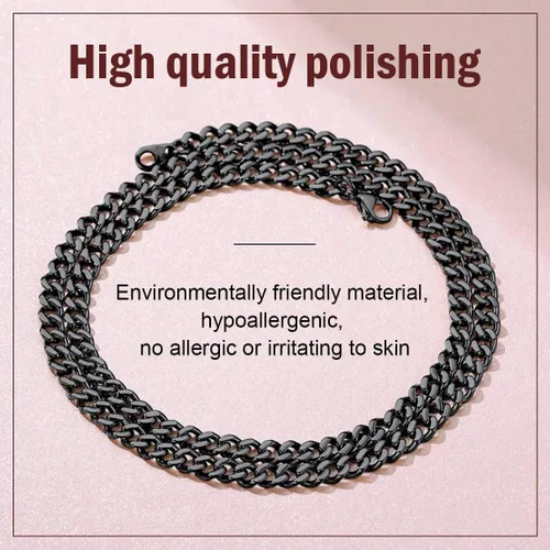 Vista 3 de FindChic - Cadena de eslabones para hombre, chapado en oro de 18 quilates, acero inoxidable, negro, collar para hombres y niños, 14 a 30pulgadas, 8
