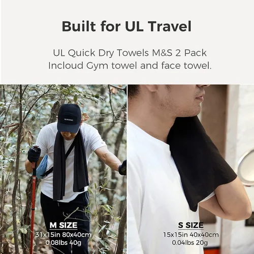 Vista 6 de Bee Nesting Toalla ultraligera de secado rápido – Paquete de 2 toallas de microfibra medianas y pequeñas con bolsillo compacto plegable para viajes