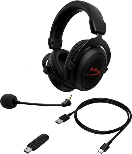 Vista 6 de HyperX Cloud Core - Auriculares inalámbricos para juegos para PC, auriculares DTS audio espacial X, almohadillas de espuma viscoelástica, marco