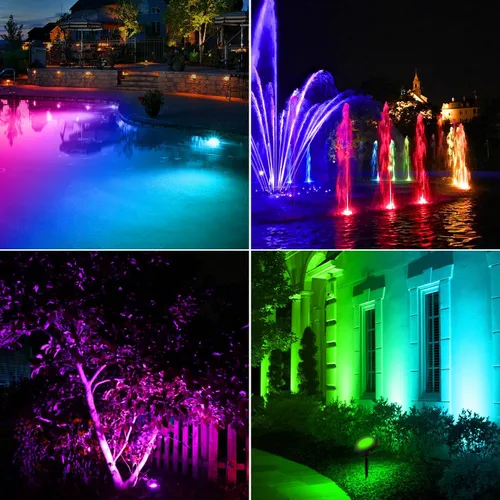 Vista 6 de T-SUN Luces de estanque de colores con aplicación y control remoto – Luces LED brillantes sumergibles bajo el agua, IP68 impermeable foco de paisaje
